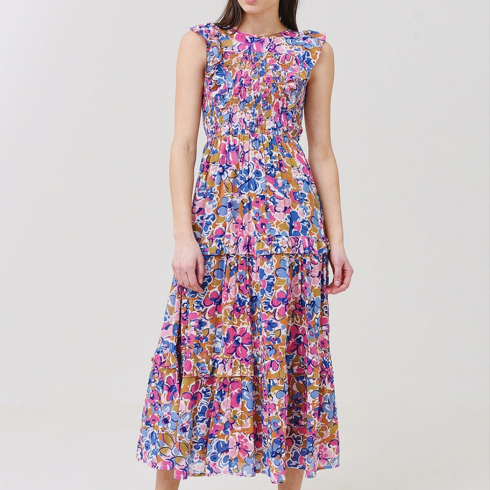 NWT Banjanan Iris Dress color Techni Floral Sudan